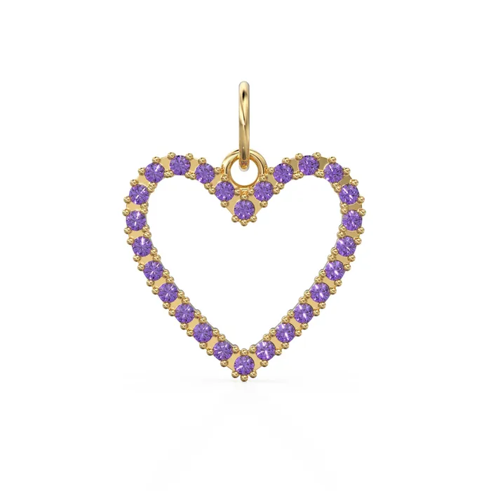 Jalvi Co 226mm 14K solid Yellow Gold Amethyst Large LOVE Heart Charm Necklace Pendant Necklaces Jalvi Co 226mm 14K solid Yellow Gold Amethyst Large LOVE Heart Charm Necklace Pendant Necklaces