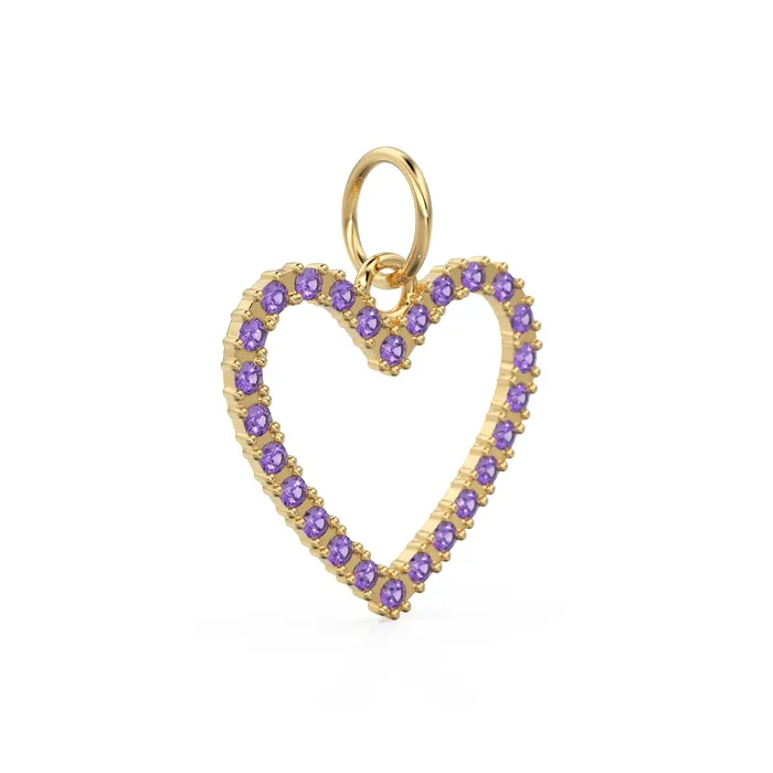Jalvi Co 226mm 14K solid Yellow Gold Amethyst Large LOVE Heart Charm Necklace Pendant Necklaces Jalvi Co 226mm 14K solid Yellow Gold Amethyst Large LOVE Heart Charm Necklace Pendant Necklaces
