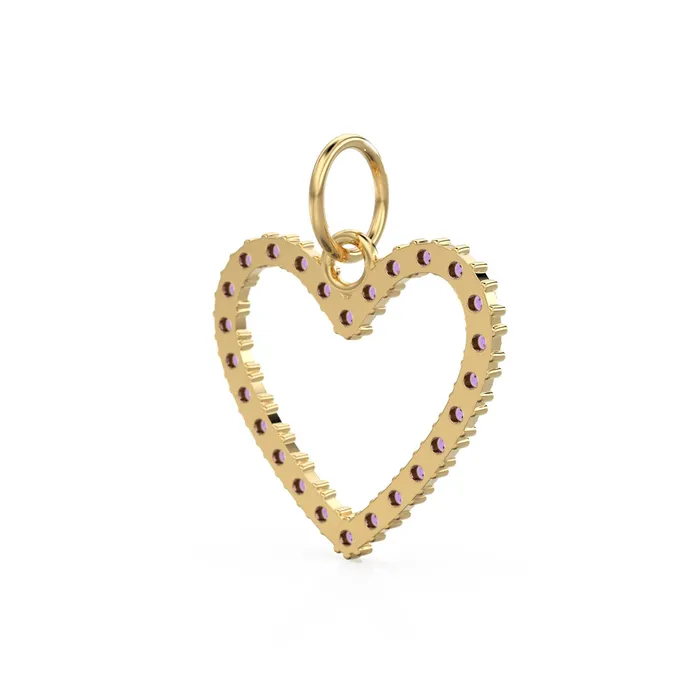 Jalvi Co 226mm 14K solid Yellow Gold Amethyst Large LOVE Heart Charm Necklace Pendant Necklaces Jalvi Co 226mm 14K solid Yellow Gold Amethyst Large LOVE Heart Charm Necklace Pendant Necklaces