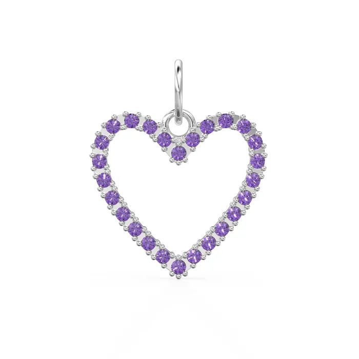 Jalvi Co 226mm 14K solid Yellow Gold Amethyst Large LOVE Heart Charm Necklace Pendant Necklaces Jalvi Co 226mm 14K solid Yellow Gold Amethyst Large LOVE Heart Charm Necklace Pendant Necklaces