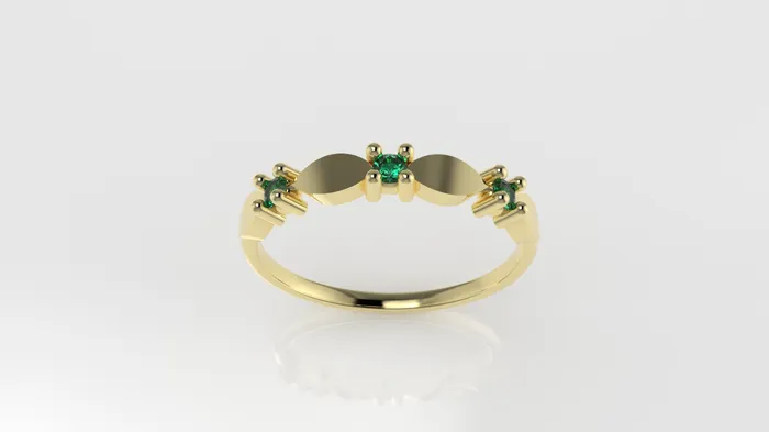 JCM DESIGN JEWELRY 14K band Ring with 3 emerald 2mm each Rings
