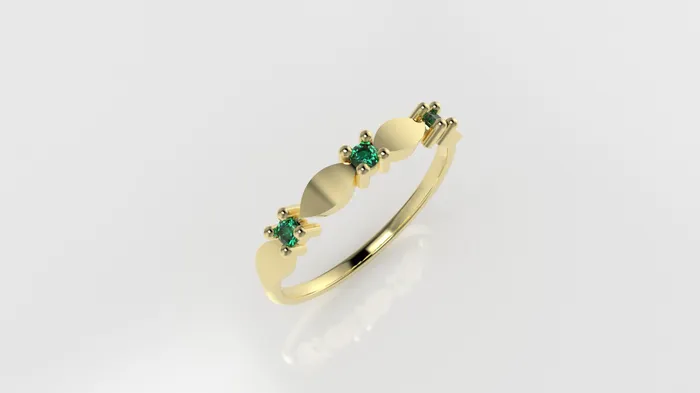 JCM DESIGN JEWELRY 14K band Ring with 3 emerald 2mm each Rings