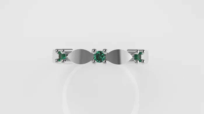 JCM DESIGN JEWELRY 14K band Ring with 3 emerald 2mm each Rings