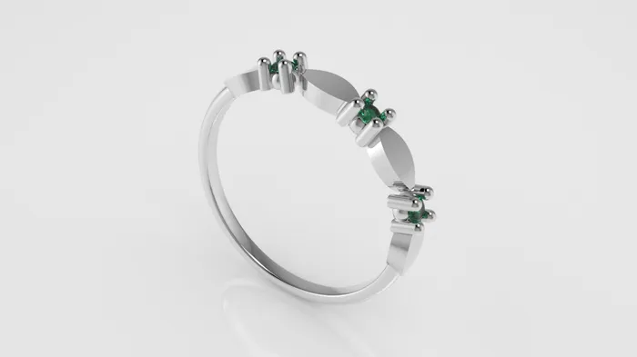 JCM DESIGN JEWELRY 14K band Ring with 3 emerald 2mm each Rings