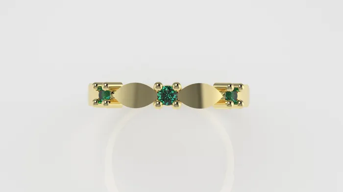 JCM DESIGN JEWELRY 14K band Ring with 3 emerald 2mm each Rings