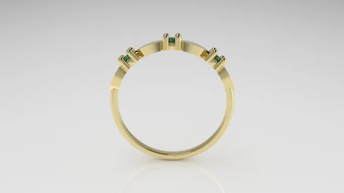JCM DESIGN JEWELRY 14K band Ring with 3 emerald 2mm each Rings