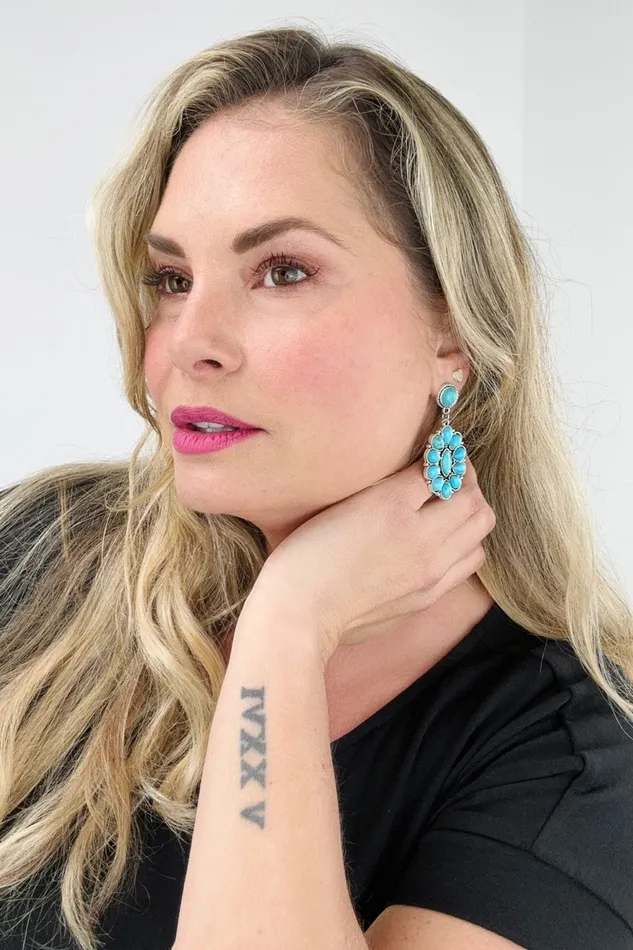 Kiwidrop Earrings Retro Turquoise Geometric Dangle Earrings