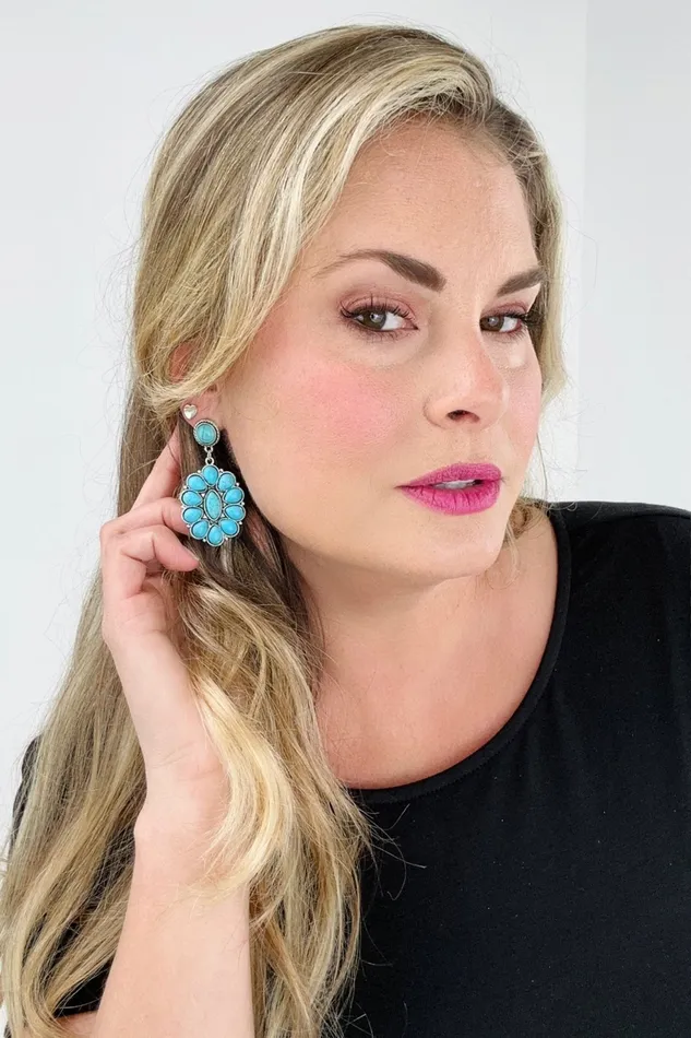Kiwidrop Earrings Retro Turquoise Geometric Dangle Earrings