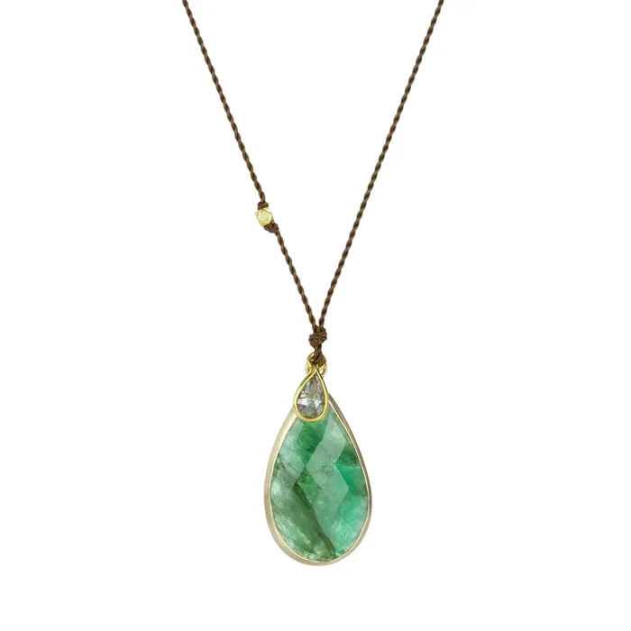 Margaret Solow Emerald and Diamond Double Pendant Necklace Necklaces
