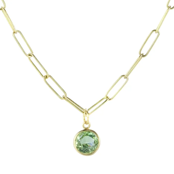 Maria Beaulieu Necklaces 18k Round Green Tourmaline Pendant Pendant Only