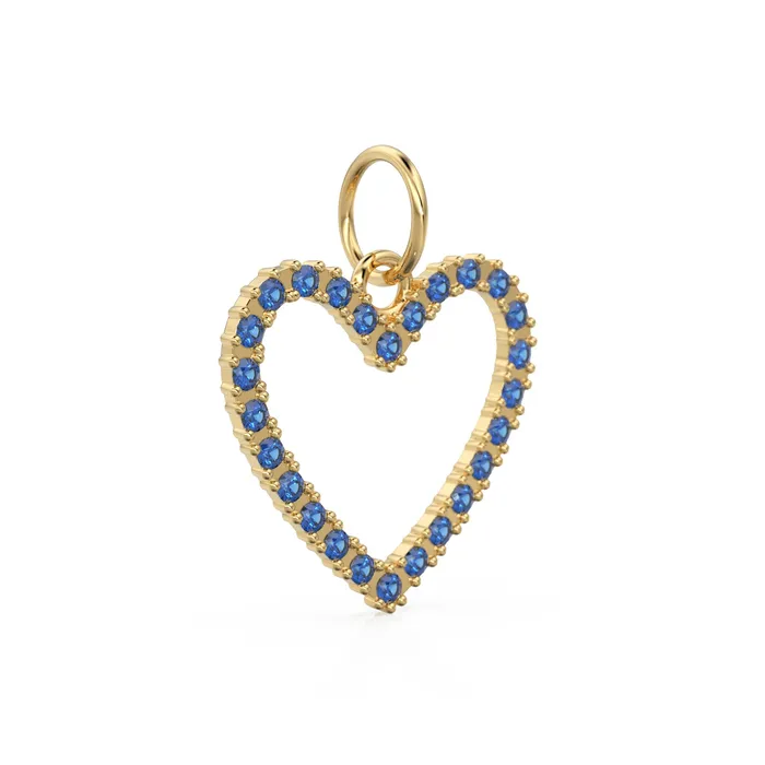 Necklaces 226mm 14K solid Yellow Gold Green Blue Sapphire Large LOVE Heart Charm Necklace Pendant Jalvi Co Necklaces 226mm 14K solid Yellow Gold Green Blue Sapphire Large LOVE Heart Charm Necklace Pendant Jalvi Co