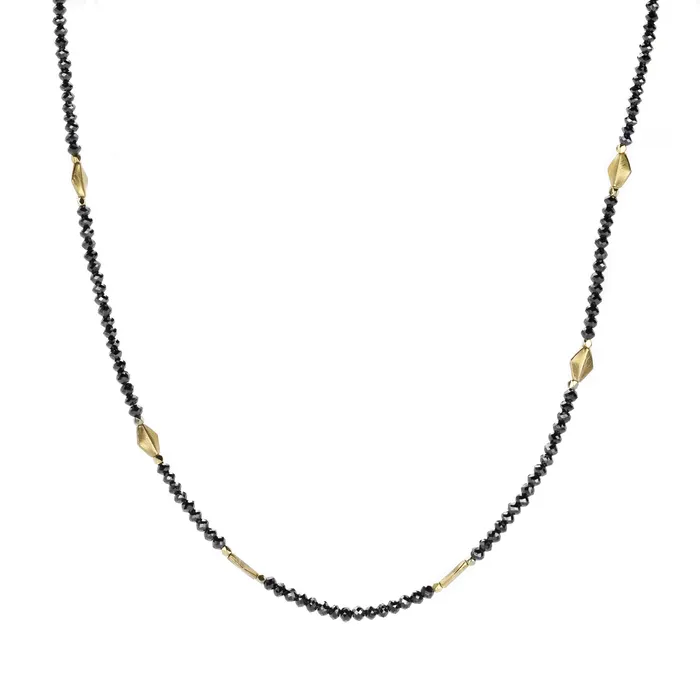 Necklaces Barbara Heinrich Black Diamond Necklace with 18k Gold Kite Beads