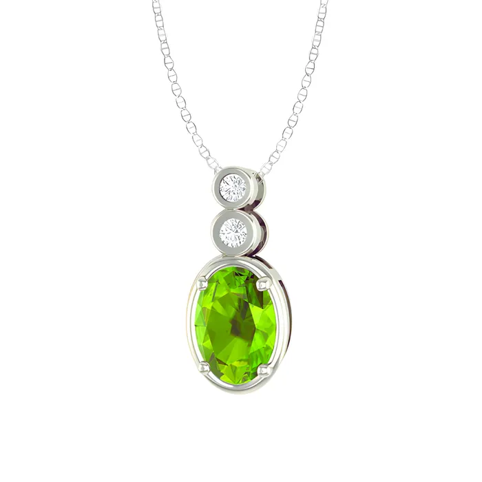 Necklaces Birthstones 10kt White Gold Peridot And Diamond Pendant