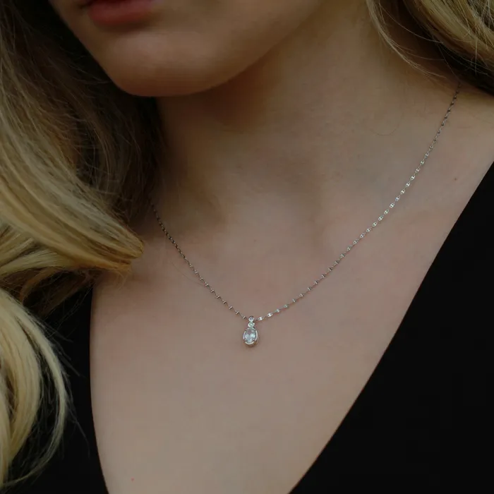 Necklaces Birthstones 10kt White Gold Peridot And Diamond Pendant