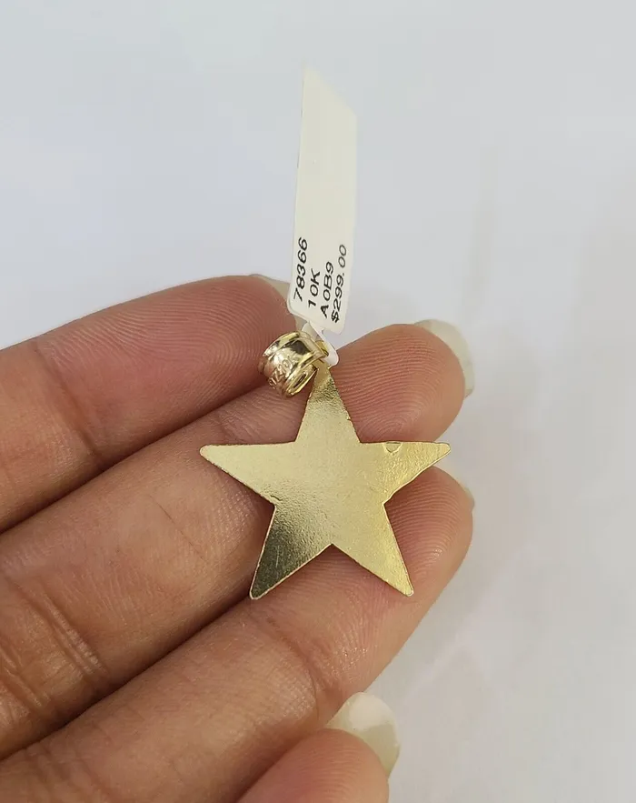 Necklaces Gold and Diamond 10k 25mm Rope Chain Star Pendant 1830 Yellow Gold Set Charm Necklace