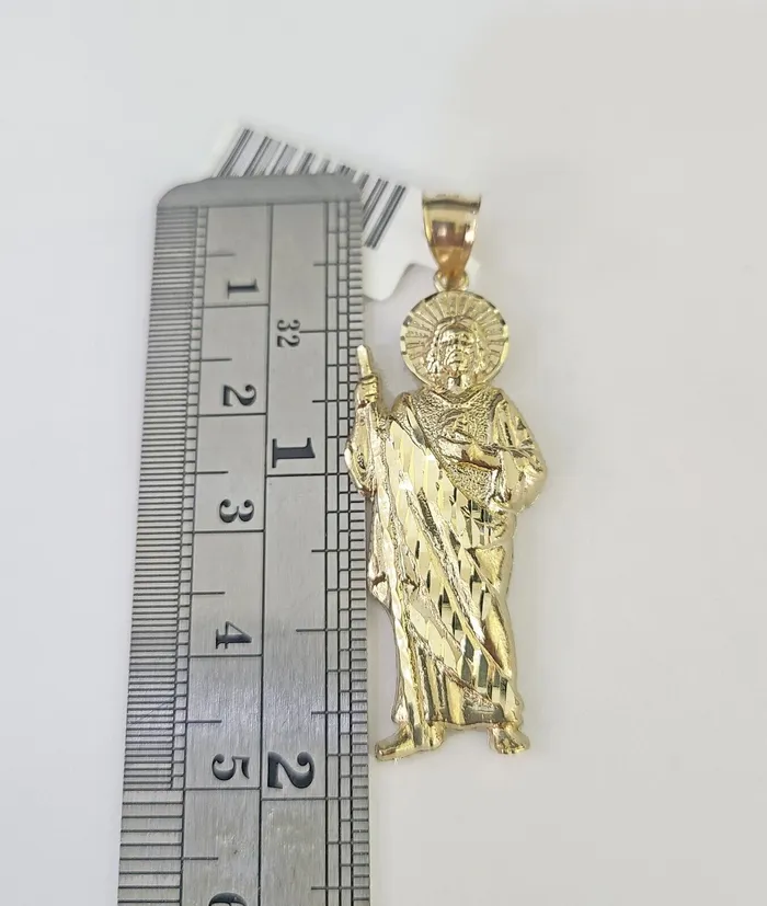 Necklaces Gold and Diamond 10K Franco Chain Saint Jude Pendant Charm Necklace 2026 25mm Yellow Gold