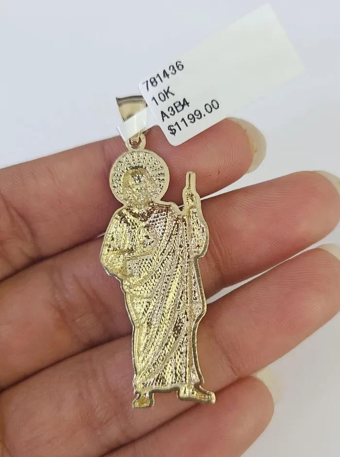 Necklaces Gold and Diamond 10K Franco Chain Saint Jude Pendant Charm Necklace 2026 25mm Yellow Gold