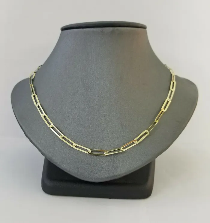 Necklaces Gold and Diamond Real 10k Women Paperclip Chain 4mm 22 lobster Clasp10kt yellow Gold necklace