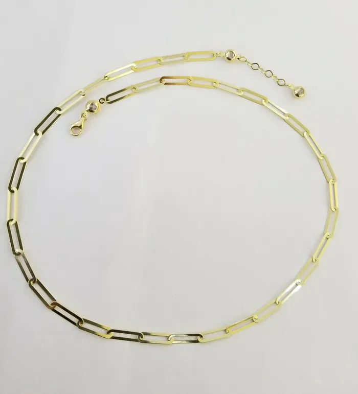 Necklaces Gold and Diamond Real 10k Women Paperclip Chain 4mm 22 lobster Clasp10kt yellow Gold necklace