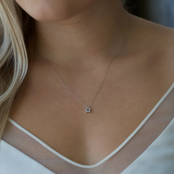 Necklaces Independent Jewellers 10kt White Gold Star Diamond Pendant Necklaces Independent Jewellers 10kt White Gold Star Diamond Pendant