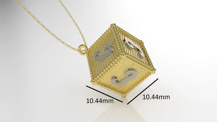 Necklaces JCM DESIGN JEWELRY 14K Customizable Initial Gold Pendant Filigree Only Pendant Cube Style