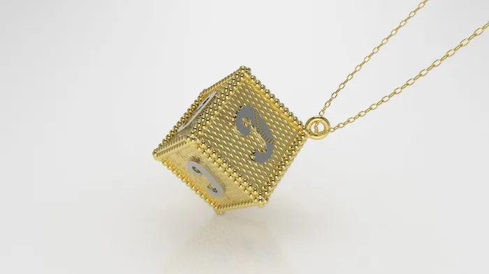 Necklaces JCM DESIGN JEWELRY 14K Customizable Initial Gold Pendant Filigree Only Pendant Cube Style