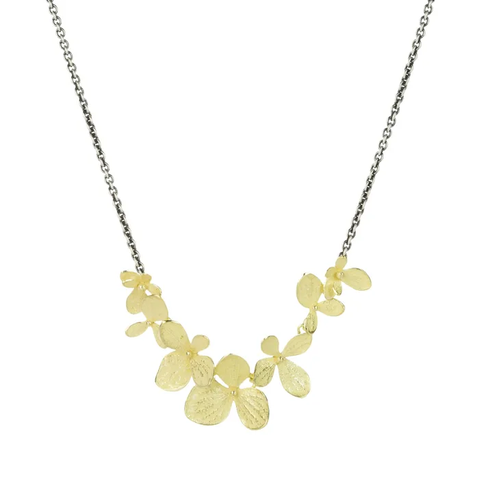 Necklaces John Iversen 18k MultiHydrangea Necklace with Oxidized Chain