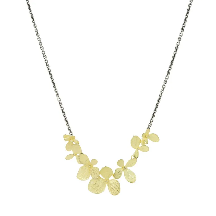 Necklaces John Iversen 18k MultiHydrangea Necklace with Oxidized Chain Necklaces John Iversen 18k MultiHydrangea Necklace with Oxidized Chain
