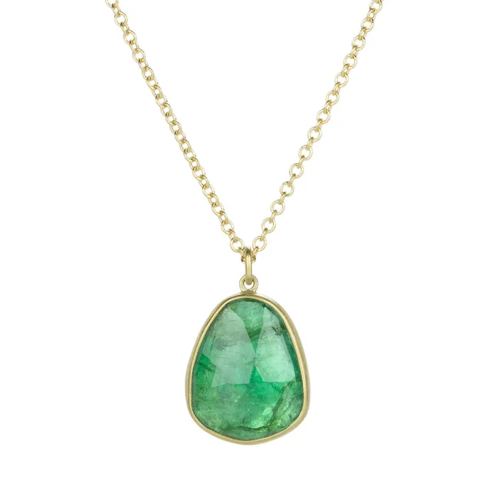 Necklaces Lola Brooks Emerald Pebble Drop Pendant Necklace