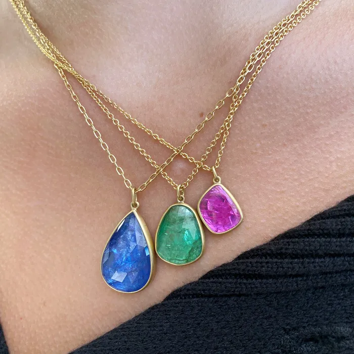 Necklaces Lola Brooks Emerald Pebble Drop Pendant Necklace Necklaces Lola Brooks Emerald Pebble Drop Pendant Necklace
