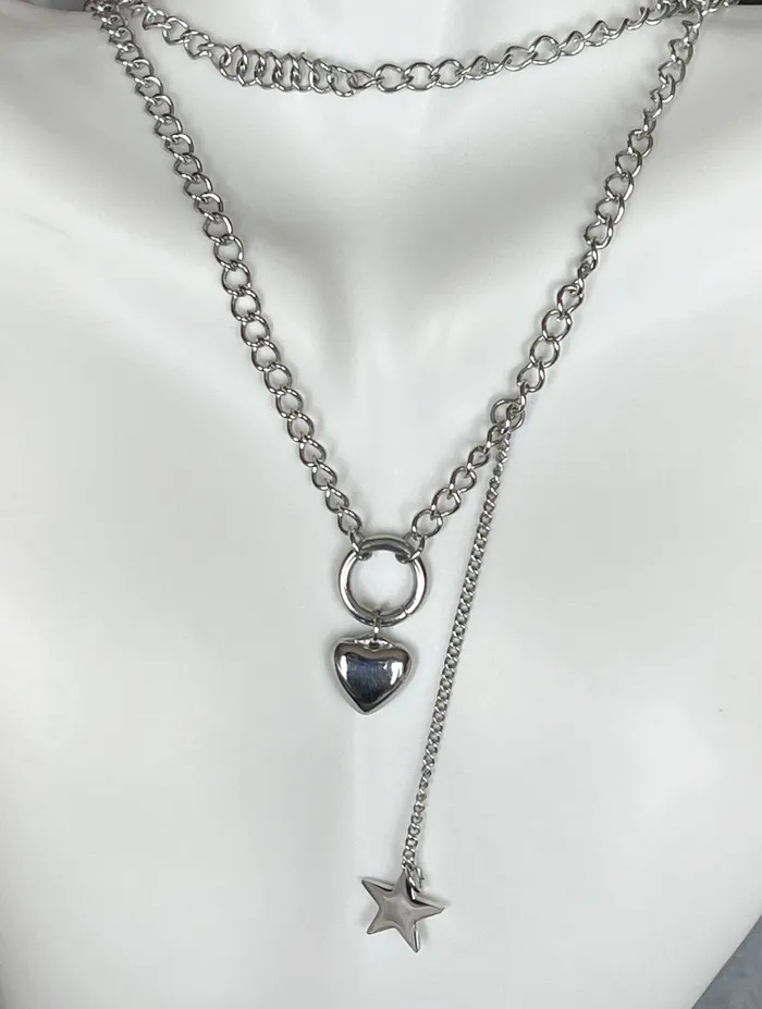 Necklaces Sophiareneboutiquecom Stainless Layered Heart Shooting Star Layered Necklace Necklaces Sophiareneboutiquecom Stainless Layered Heart Shooting Star Layered Necklace