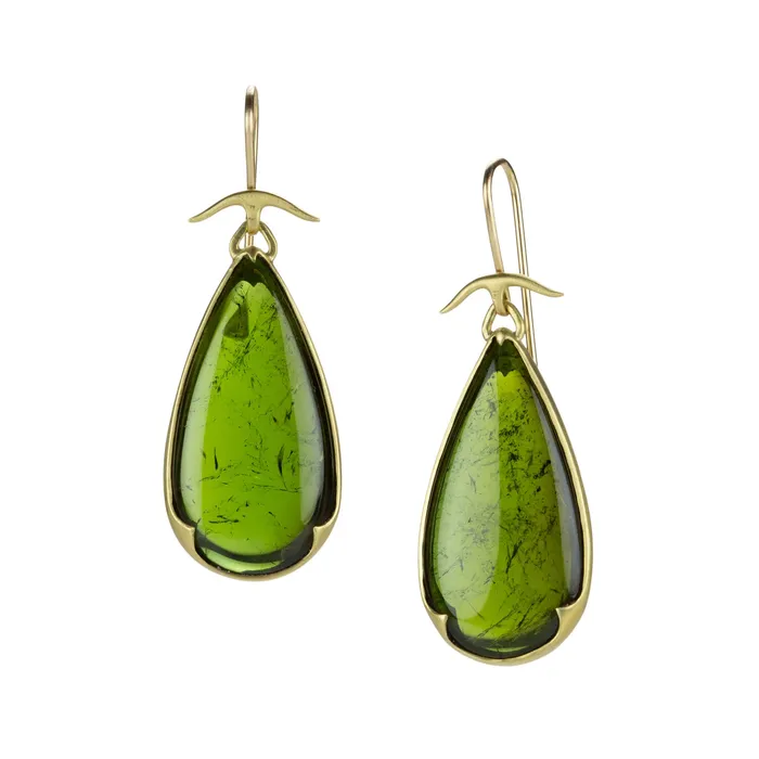 Pear Shaped Green Tourmaline Drop Earrings Gabriella Kiss Earrings