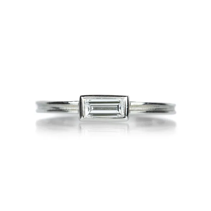 Platinum Ring with Baguette Diamond Barbara Heinrich Rings
