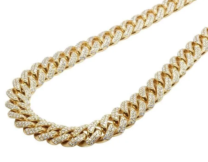 REAL 10k Miami cuban Link Chain Necklace Gold Diamonds 26 11mm SOLID 23CT Gold and Diamond Necklaces