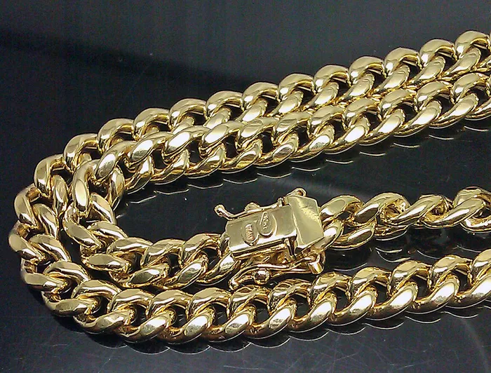 Real 10k Yellow Gold 24 Inch 6mm Miami Cuban chain Necklace Box Lock Gold and Diamond Necklaces