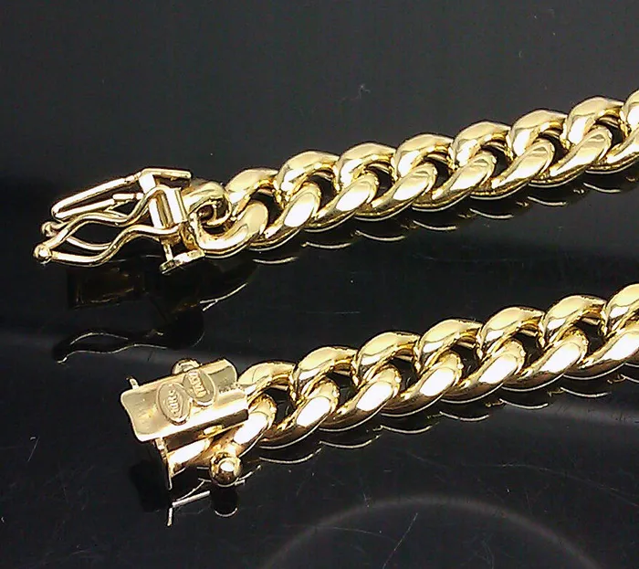 Real 10k Yellow Gold 24 Inch 6mm Miami Cuban chain Necklace Box Lock Gold and Diamond Necklaces