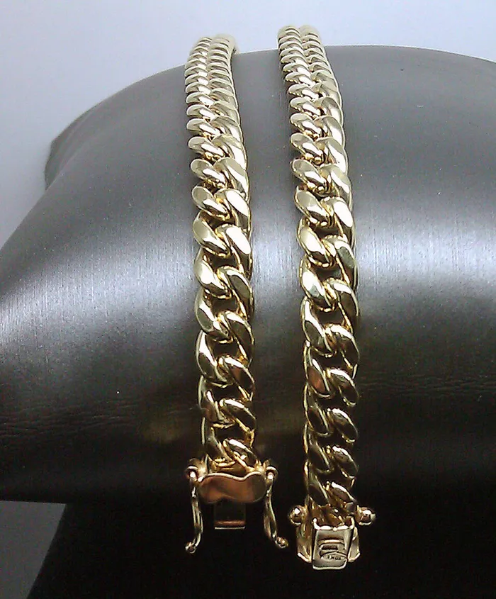Real 10k Yellow Gold 24 Inch 6mm Miami Cuban chain Necklace Box Lock Gold and Diamond Necklaces