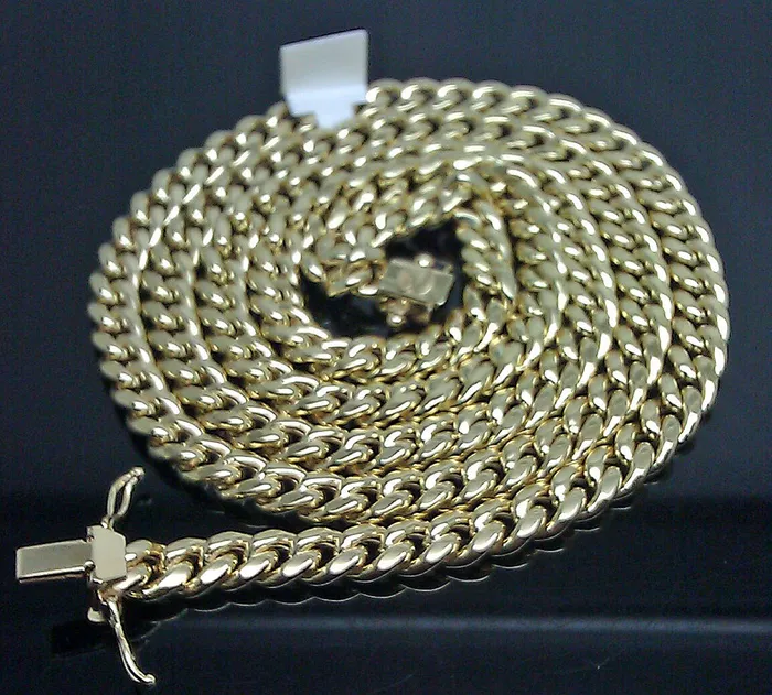 Real 10k Yellow Gold 24 Inch 6mm Miami Cuban chain Necklace Box Lock Gold and Diamond Necklaces