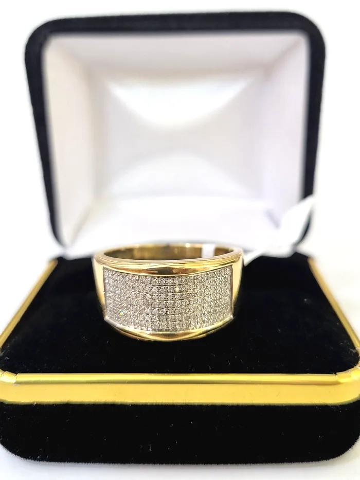 Real 10k Yellow Gold Diamond Mens Ring Band Wedding Genuine Natural Gold and Diamond Rings Real 10k Yellow Gold Diamond Mens Ring Band Wedding Genuine Natural Gold and Diamond Rings
