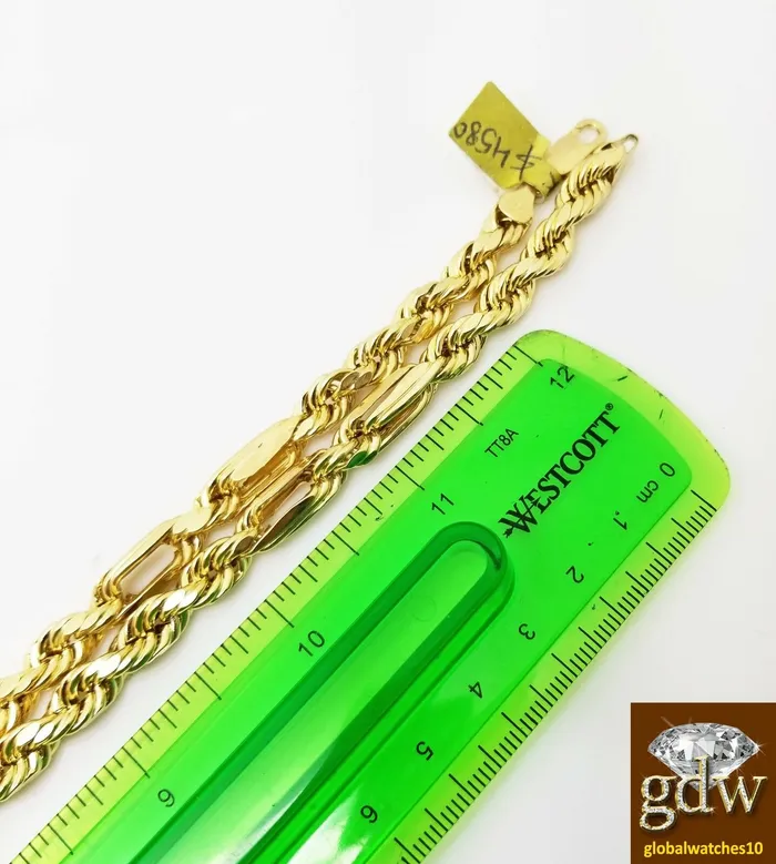 Real 10k Yellow Gold Milano Chain Men 26 Inches 7mm Gold and Diamond Necklaces