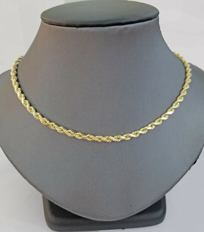Real 14KT SOLID Yellow Gold 4mm Rope Chain Diamond Cut 22 Inch Real Gold Gold and Diamond PreStyled Sets Real 14KT SOLID Yellow Gold 4mm Rope Chain Diamond Cut 22 Inch Real Gold Gold and Diamond PreStyled Sets