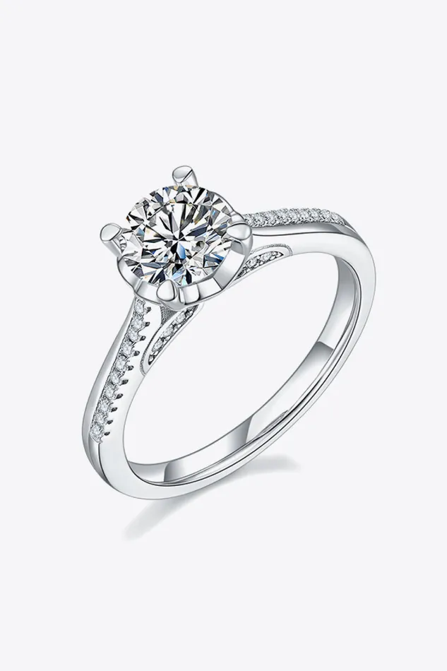 Rings 1 Carat Moissanite 925 Sterling Silver Side Stone Ring Trendsi