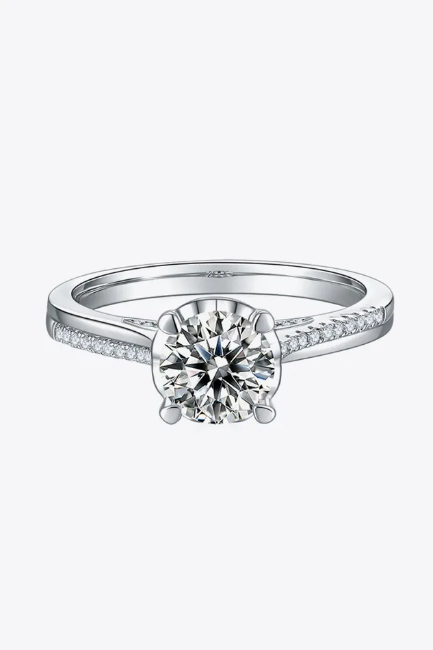 Rings 1 Carat Moissanite 925 Sterling Silver Side Stone Ring Trendsi