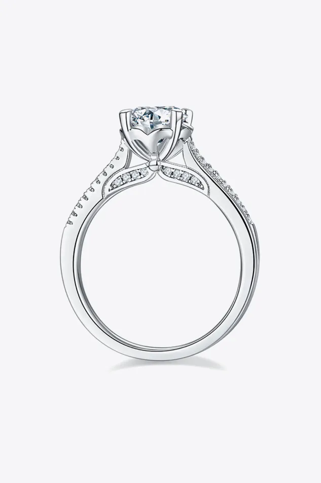 Rings 1 Carat Moissanite 925 Sterling Silver Side Stone Ring Trendsi
