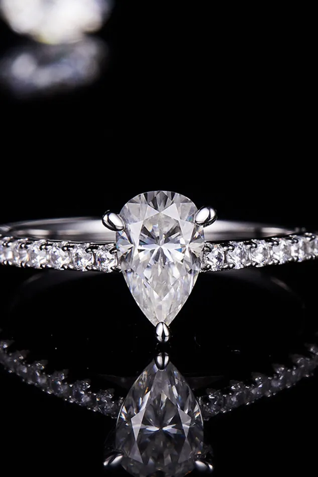 Rings 1 Carat Moissanite 925 Sterling Silver Side Stone Ring Trendsi