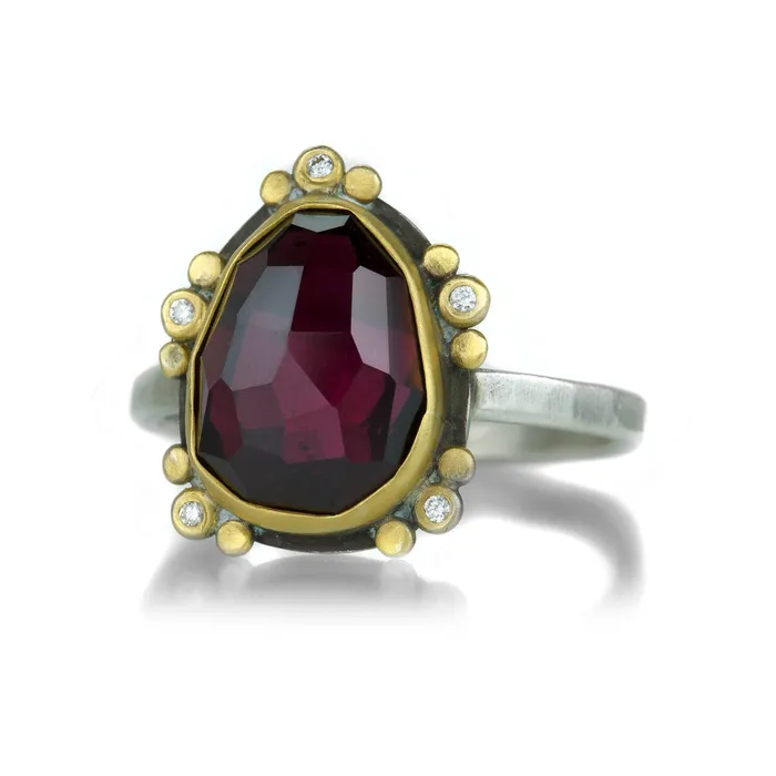 Rings Ananda Khalsa Rose Cut Rhodolite Garnet Ring