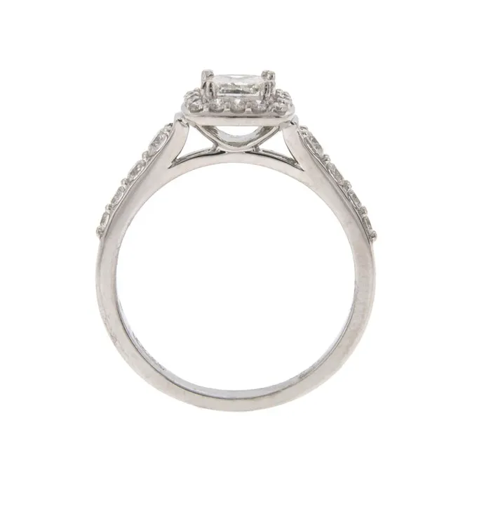 Rings Maple Leaf Diamonds 14kt White Gold 050cttw Princess Cut Canadian Diamond Center Halo Engagement Ring