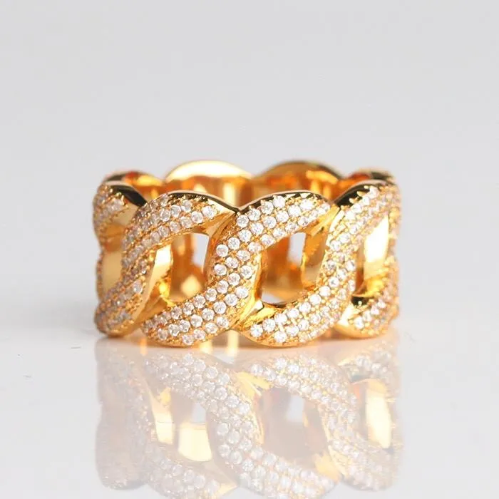 Rings The Lord Iced Out Cuban Link Ring 18K Gold Plated Bling Proud