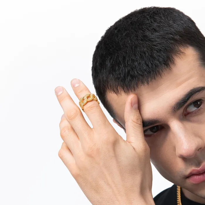 Rings The Lord Iced Out Cuban Link Ring 18K Gold Plated Bling Proud