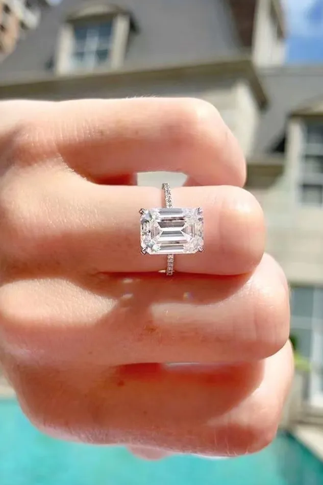 Rings Trendsi 5 Carat Moissanite Side Stone Ring